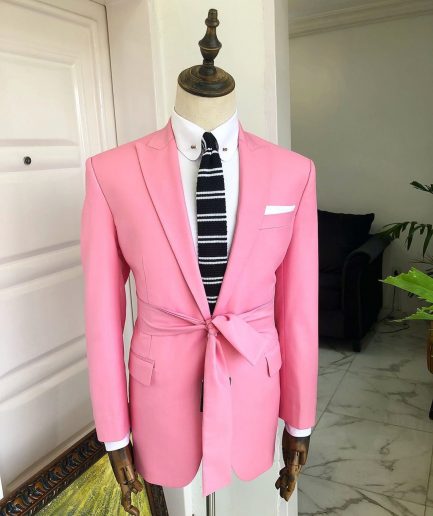 A Pink “Panther” Waist Rope Peak lapel Suit