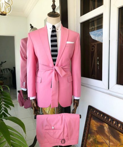 A Pink “Panther” Waist Rope Peak lapel Suit