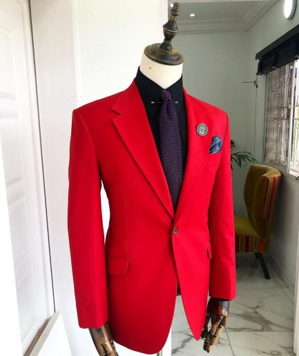 A Tomato Red “Battle Of Dahomey” Notch Lapel Trench Suit