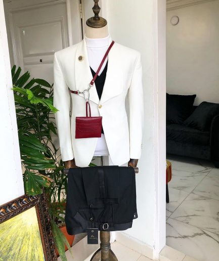 A Reloaded “White Ivorian” White Tuxedo Suit
