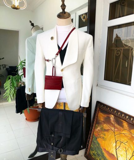 A Reloaded “White Ivorian” White Tuxedo Suit