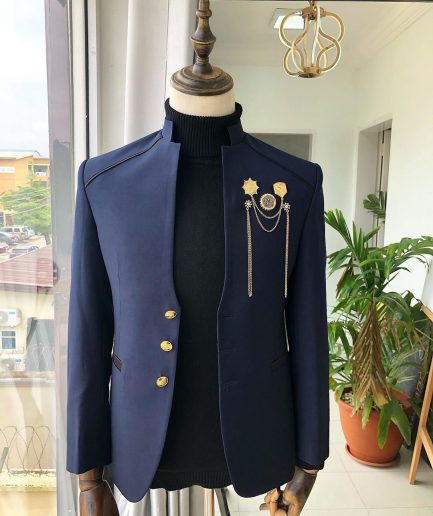 A Navy Blue reloaded Chinese Tuxedo “ 7th Battalion” Suit