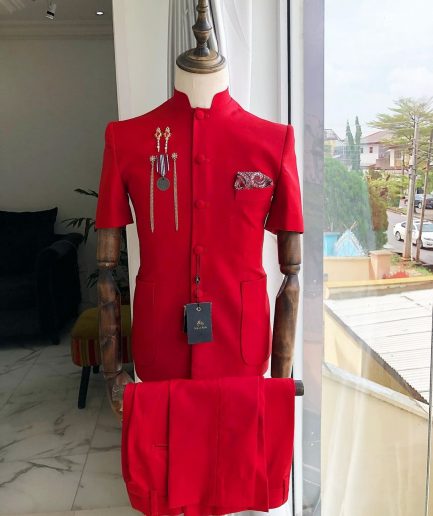 A Reloaded “Tomato Red” French Safari Short Sleeve Suit