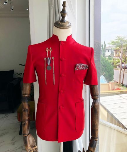 A Reloaded “Tomato Red” French Safari Short Sleeve Suit