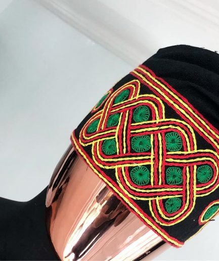 Green, Orange, Red and Yellow Embroidery Yoruba Fila/hat