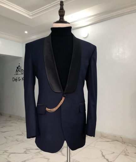 A Charcoal Black Notch Lapel Business 2 Button Men's suit