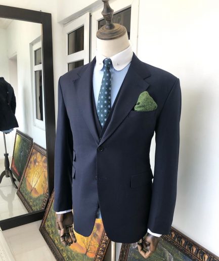 A Navy Blue notch lapel Suit