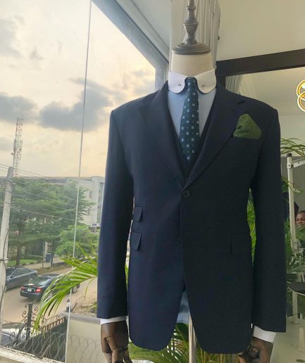 A Navy Blue notch lapel Suit
