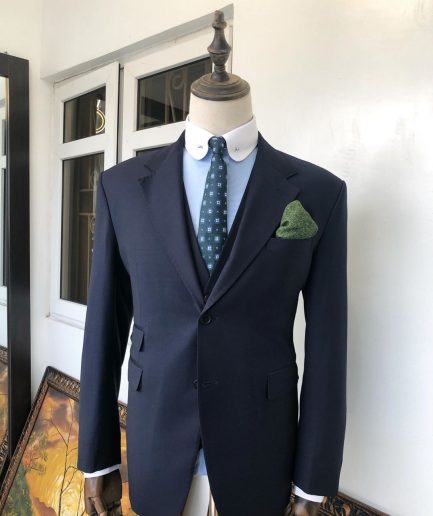 A Navy Blue notch lapel Suit