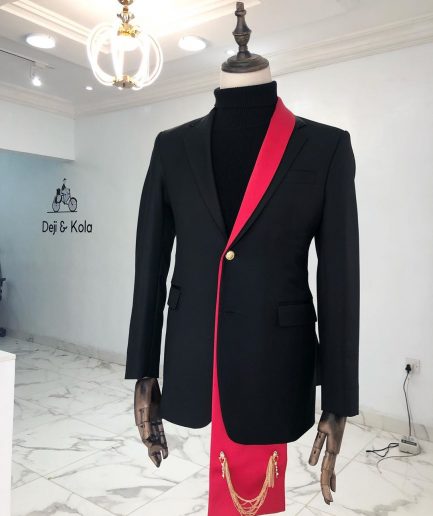 A charcoal Black "Falz" classic Tuxedo Suit