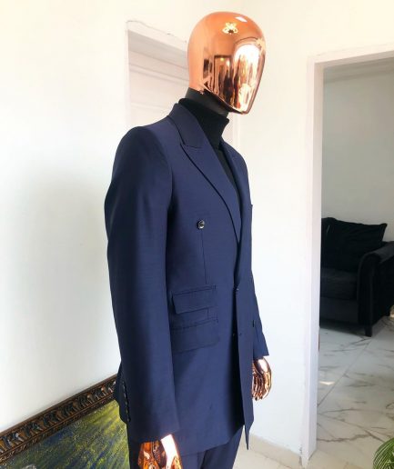 A Navy Blue Double Breasted corporate Peak lapel suit