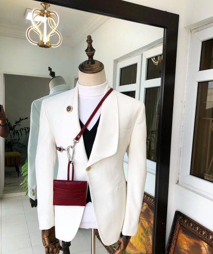 A Reloaded “White Ivorian” White Tuxedo Suit