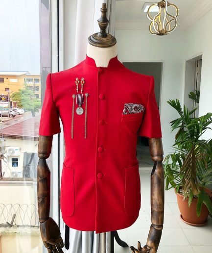 A Reloaded “Tomato Red” French Safari Short Sleeve Suit