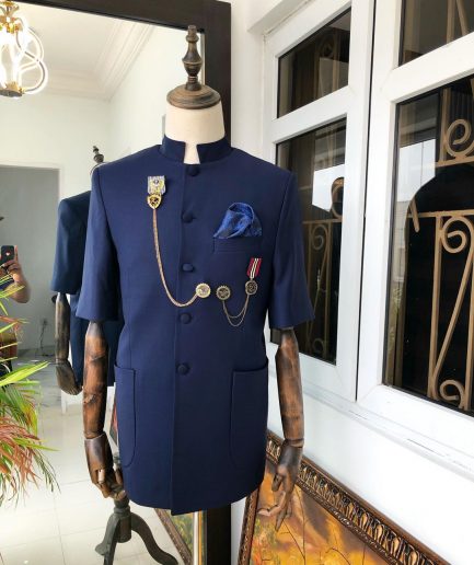 A Navy Blue French Safari Suit