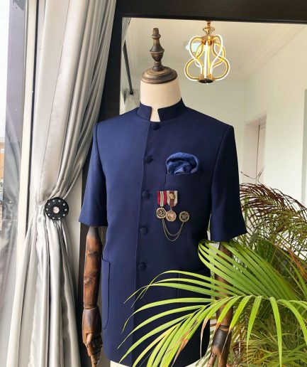 A Navy Blue French Safari Suit