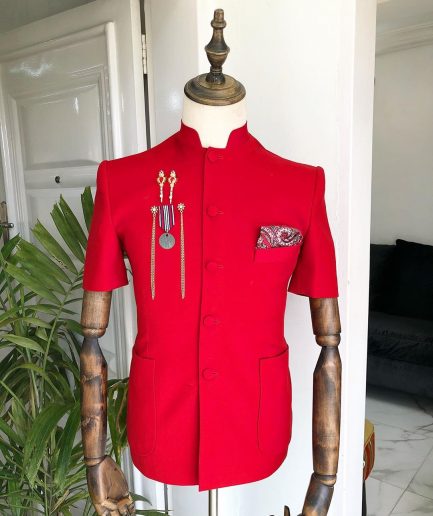 A Reloaded “Tomato Red” French Safari Short Sleeve Suit