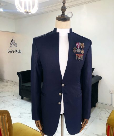 A Navy Blue "7th Battalion” Military Style suit