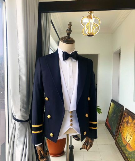 A Navy Blue Royal “Marine” Ceremonial peak lapel Suit