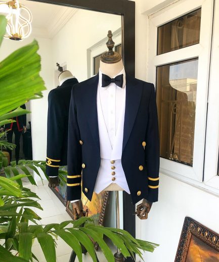 A Navy Blue Royal “Marine” Ceremonial peak lapel Suit