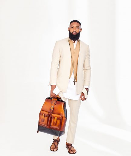 A Light Cream 4-Piece Kaftan, Jacket, Waist Coat and Pant Trousers