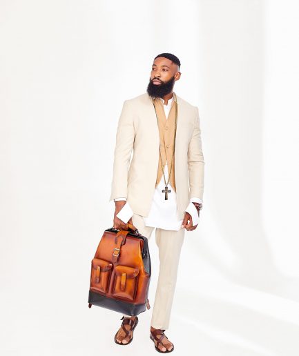 A Light Cream 4-Piece Kaftan, Jacket, Waist Coat and Pant Trousers