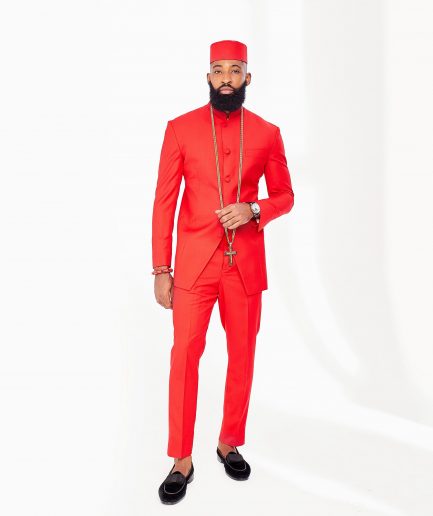 A Tomato Red Safari Kaftan