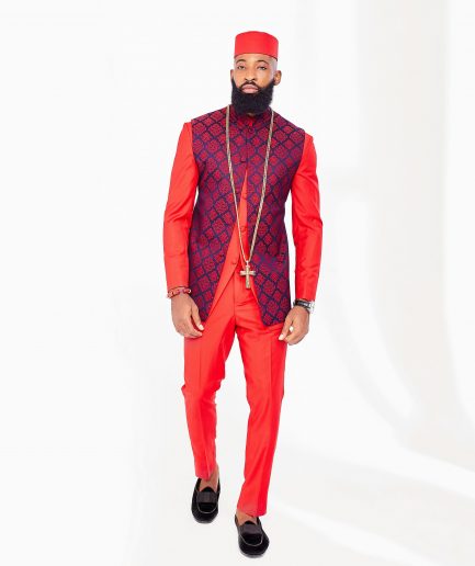 A Tomato Red Safari Kaftan