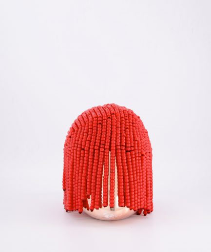 A Traditional Red Beaded Ceremonial Crown