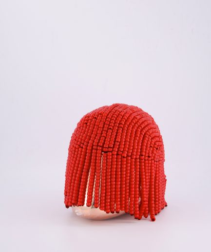 A Traditional Red Beaded Ceremonial Crown