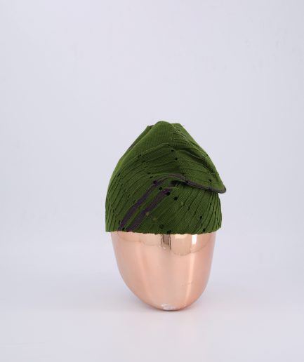 An Olive Green Aso oke Yoruba Fila.