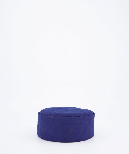 A Navy Blue Jacquard Round Traditional Hat