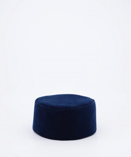 A Navy Blue Velvet Round Traditional Hat