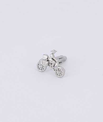 A Large Silver Bicycle Cufflink