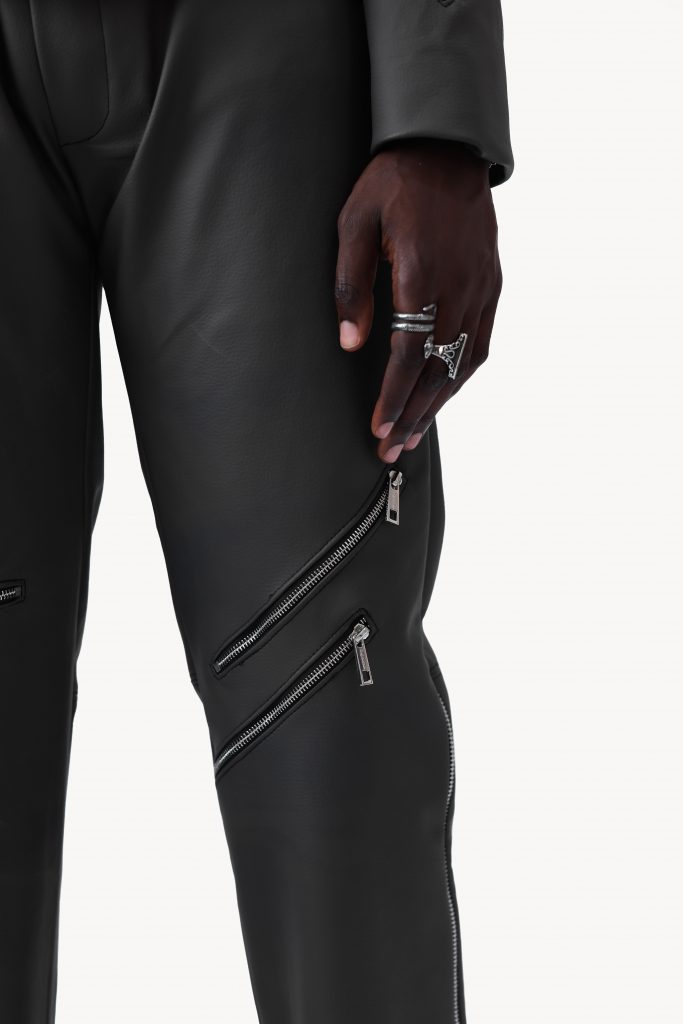 Shop Grey Leather Biker Pant - The UCS 3 | Deji & Kola