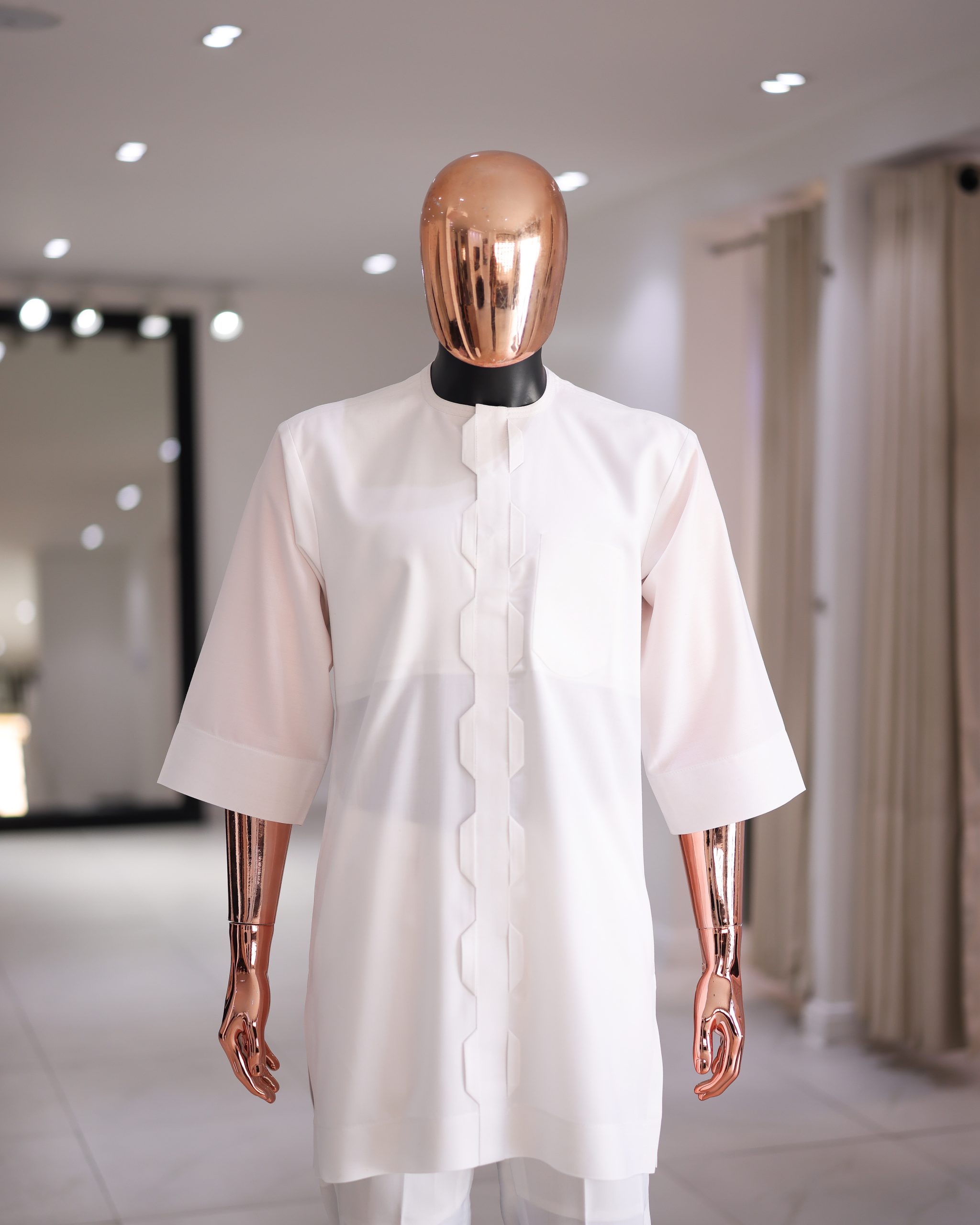 Shop Pure White Alkebulan embroidery Agbada | Deji & Kola