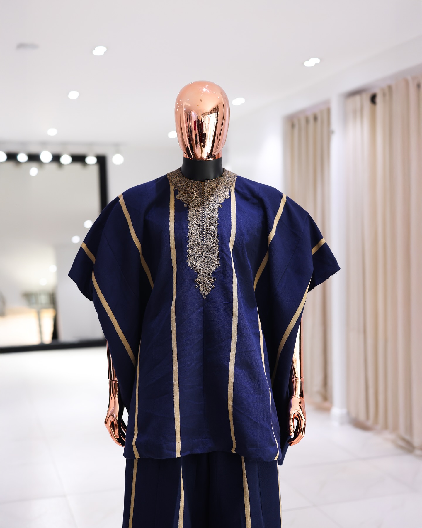 Shop Navy Blue & Gold Ojude Danshiki | Deji & Kola