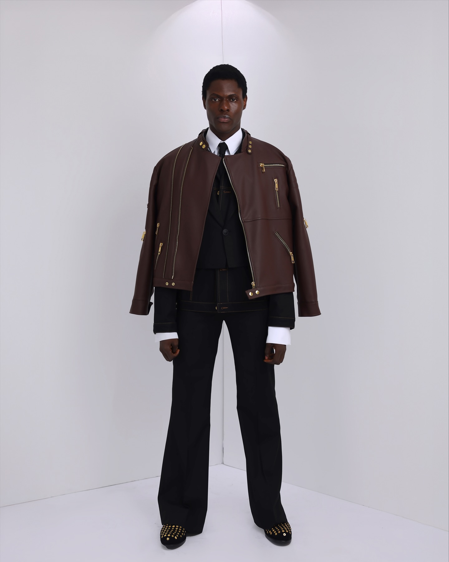 Shop Brown Leather Biker Jacket – UC3-LK 2| Deji&Kola