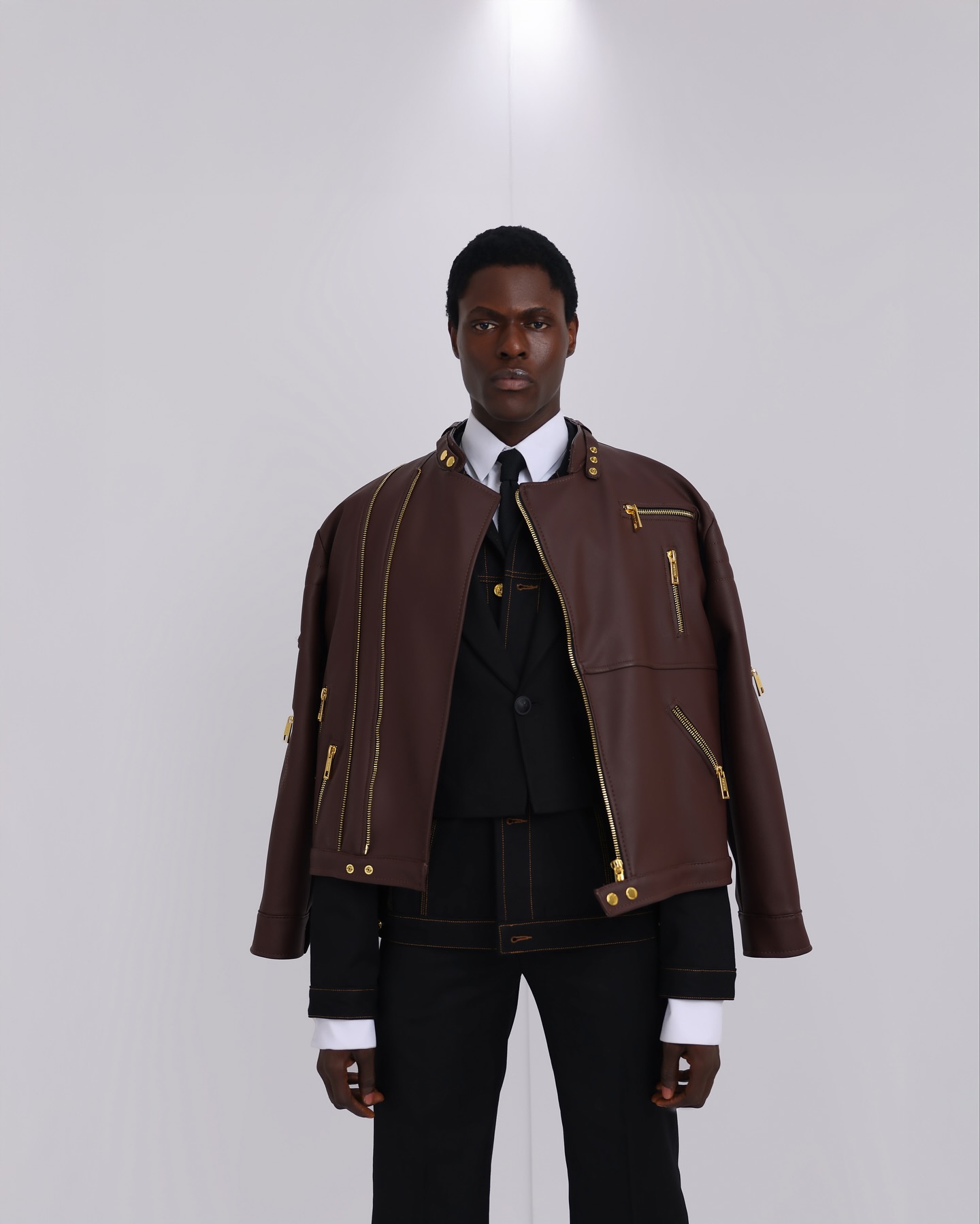 Shop Brown Leather Biker Jacket – UC3-LK 2| Deji&Kola