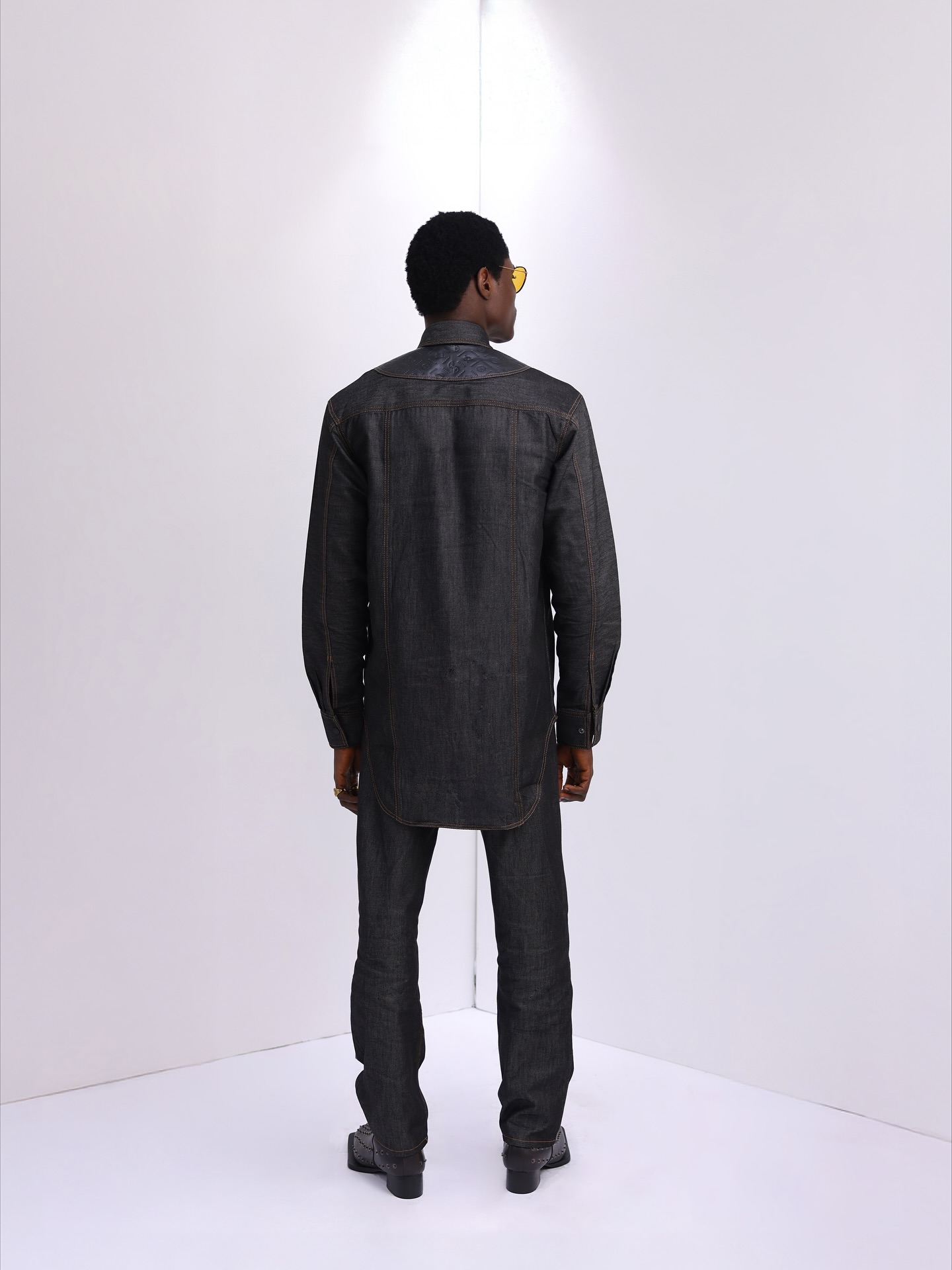 Shop Black-Grey Denim Set with Leather – UC3 -LK 3 | Deji & Kola