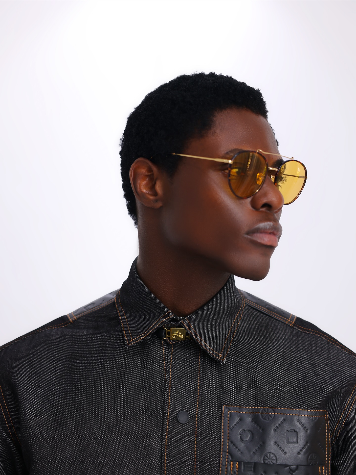 Shop Black-Grey Denim Set with Leather – UC3 -LK 3 | Deji & Kola