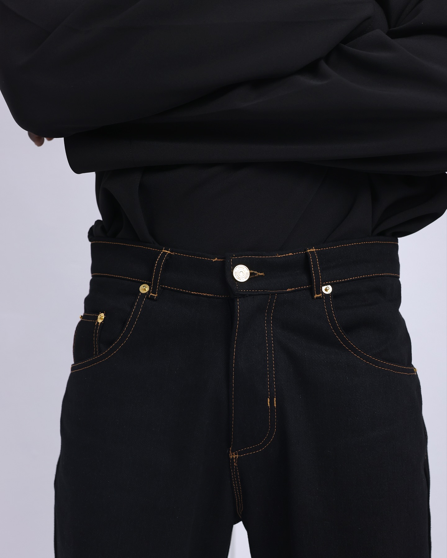 Shop Black V-Cut Neck T-Shirt with Metal Badge | Deji & Kola