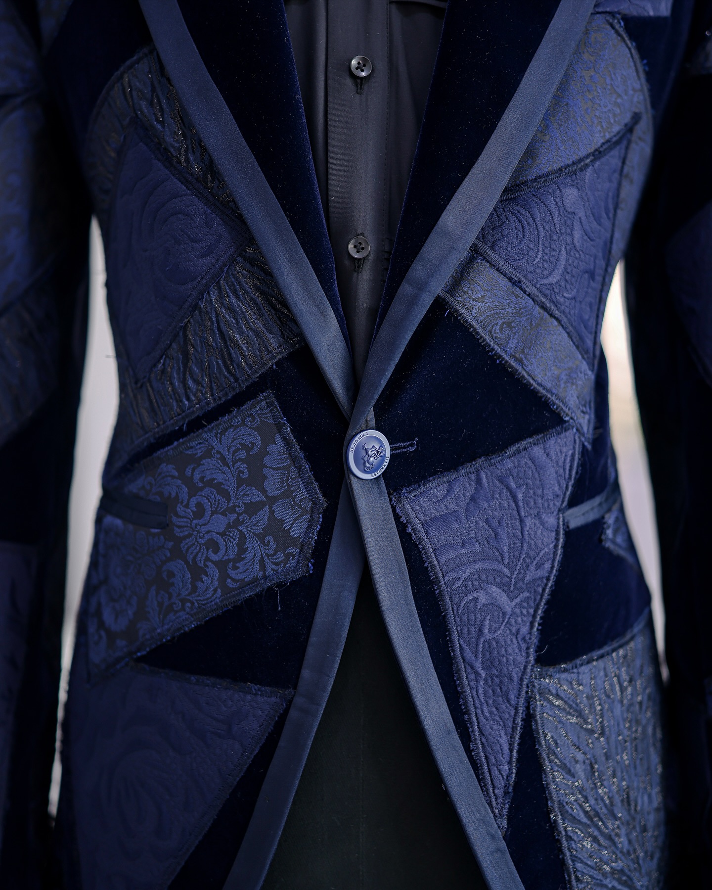 Shop Navy Blue Velvet Tuxedo - Patch & Zig Suit 6 | Deji & Kola