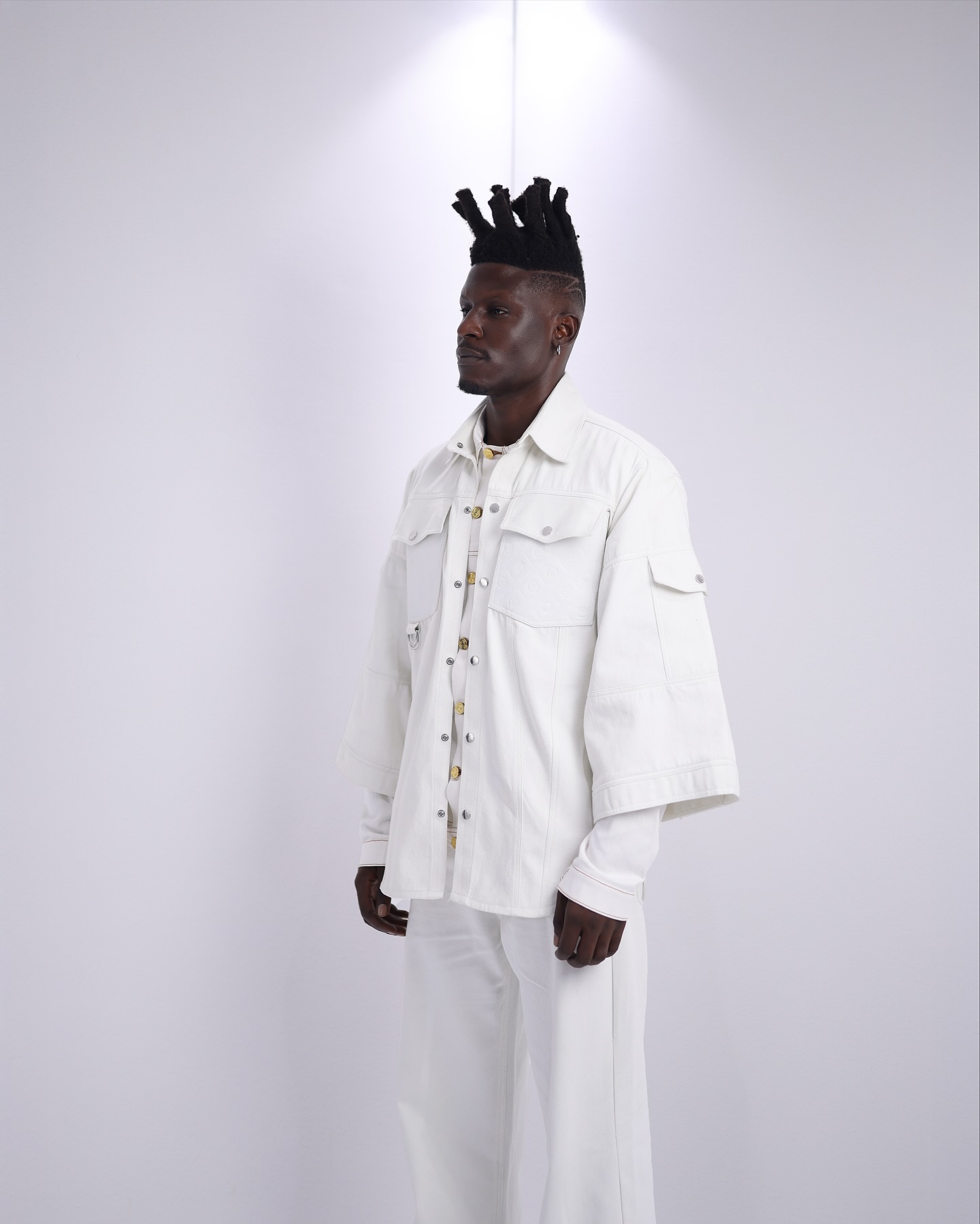 Shop Ivory White Denim Over-Shirt – The UC3 - LK 13 | Deji&Kola
