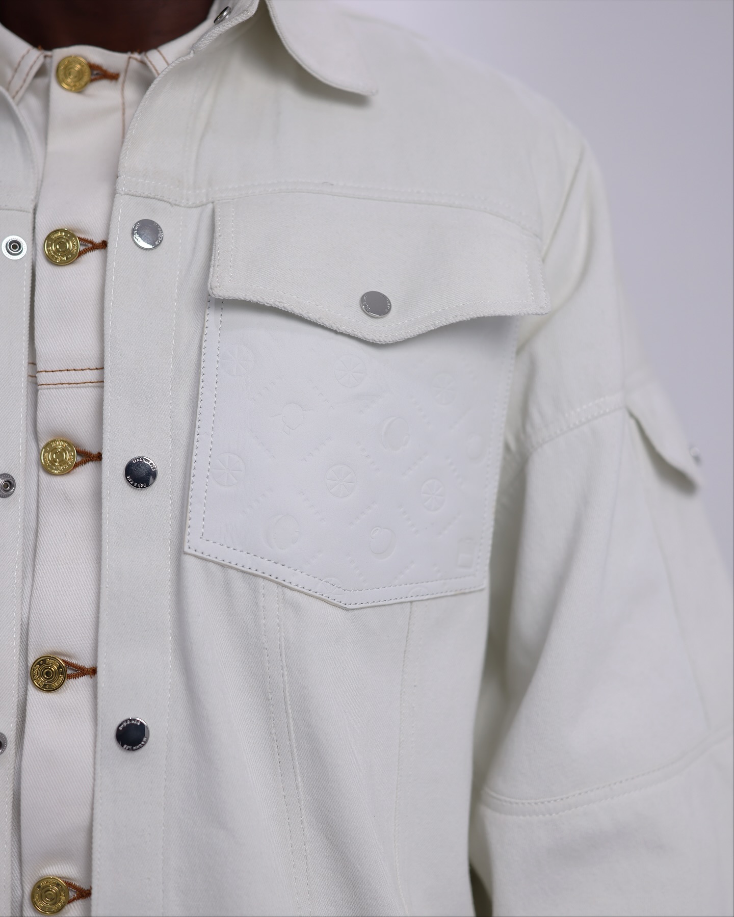 Shop Ivory White Denim Over-Shirt – The UC3 - LK 13 | Deji&Kola
