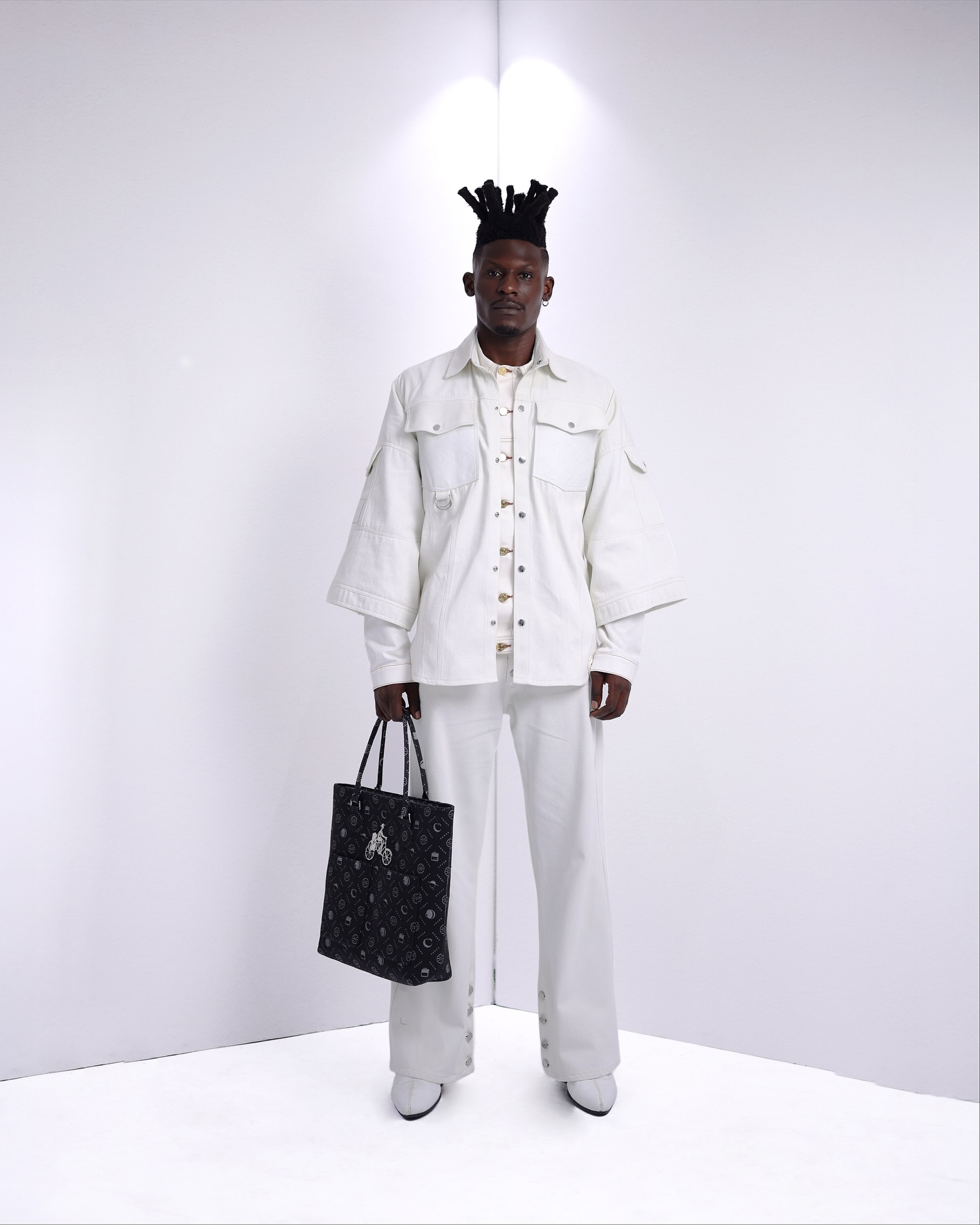 Shop Ivory White Denim Over-Shirt – The UC3 - LK 13 | Deji&Kola