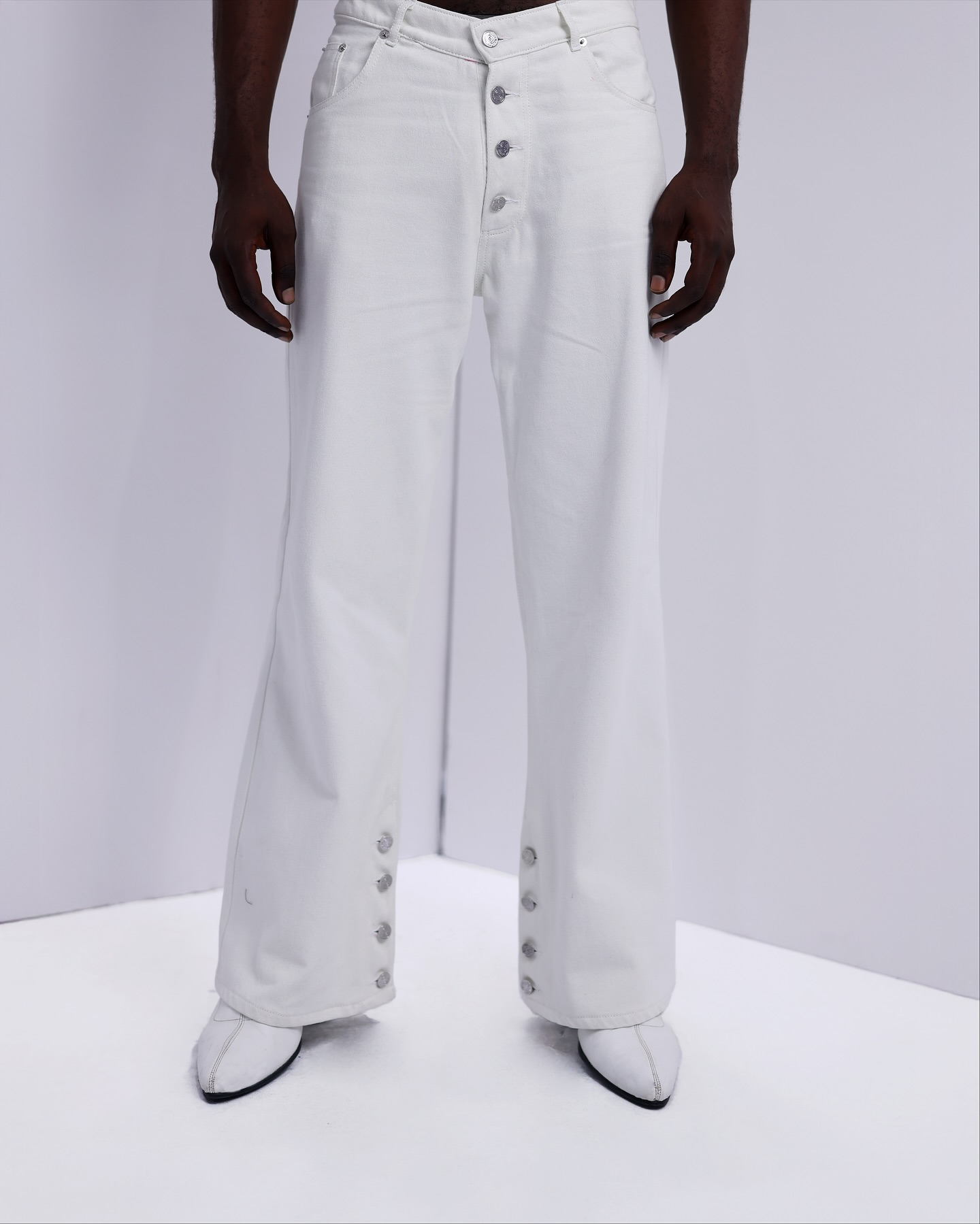 Shop Ivory White Denim Over-Shirt – The UC3 - LK 13 | Deji&Kola