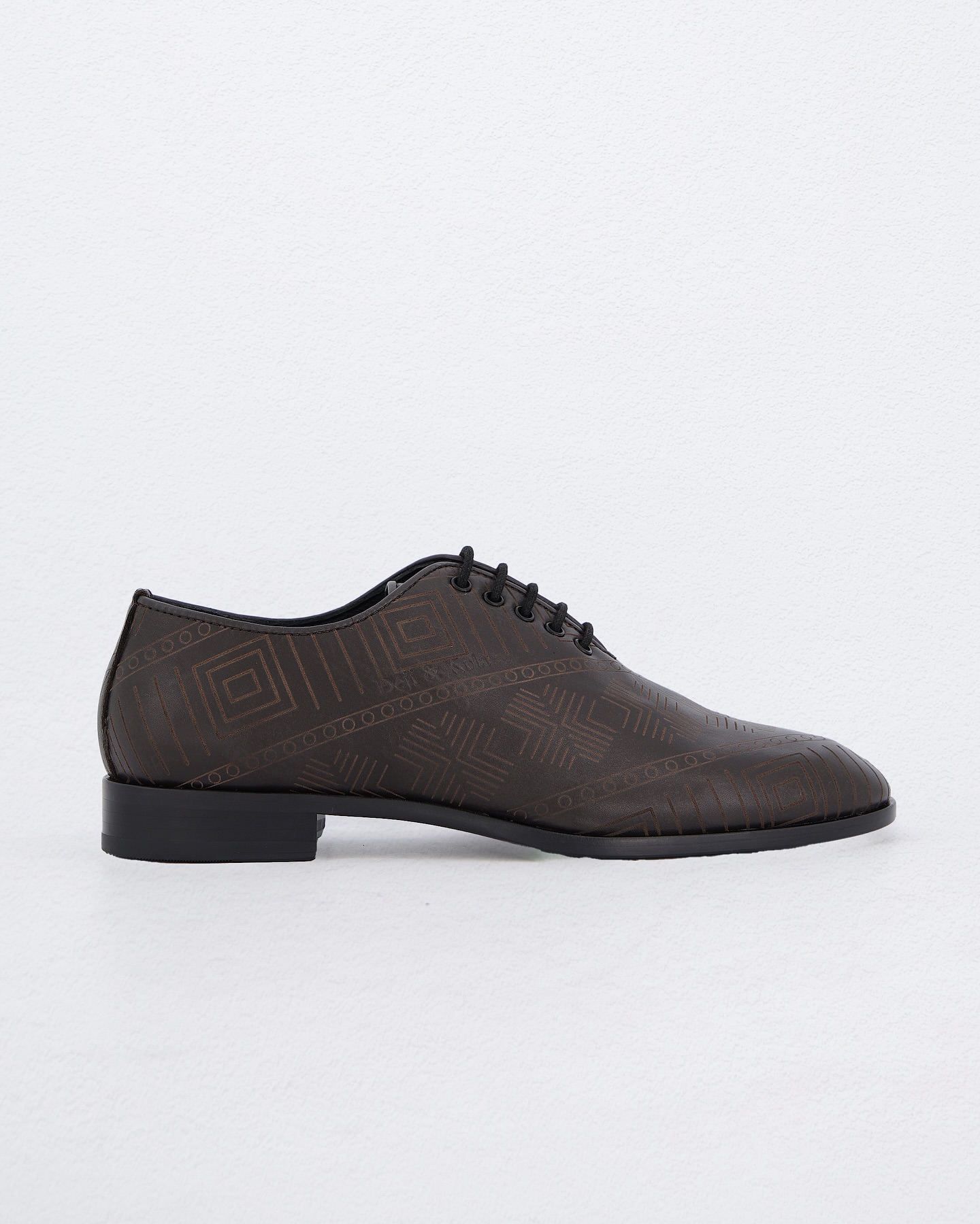 Shop Brown Derby Shoe with Alkebulan Pattern | Deji & Kola