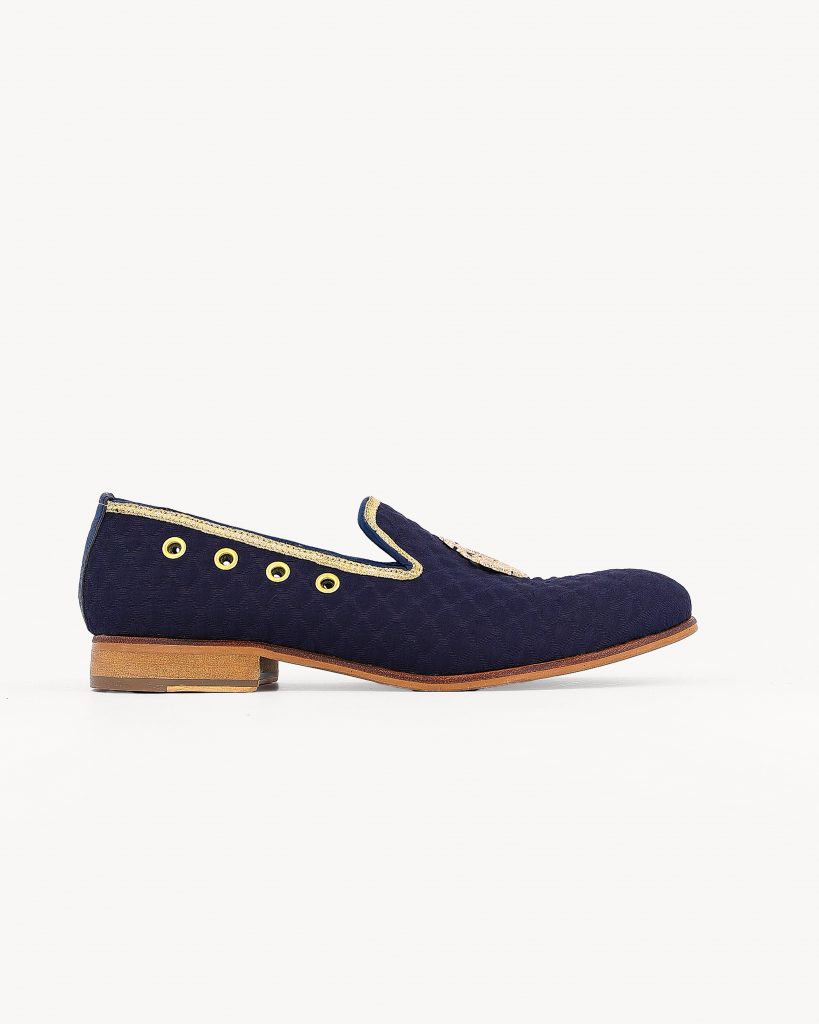 Shop navy blue jacquard loafer - DKLF 12 | Deji & Kola