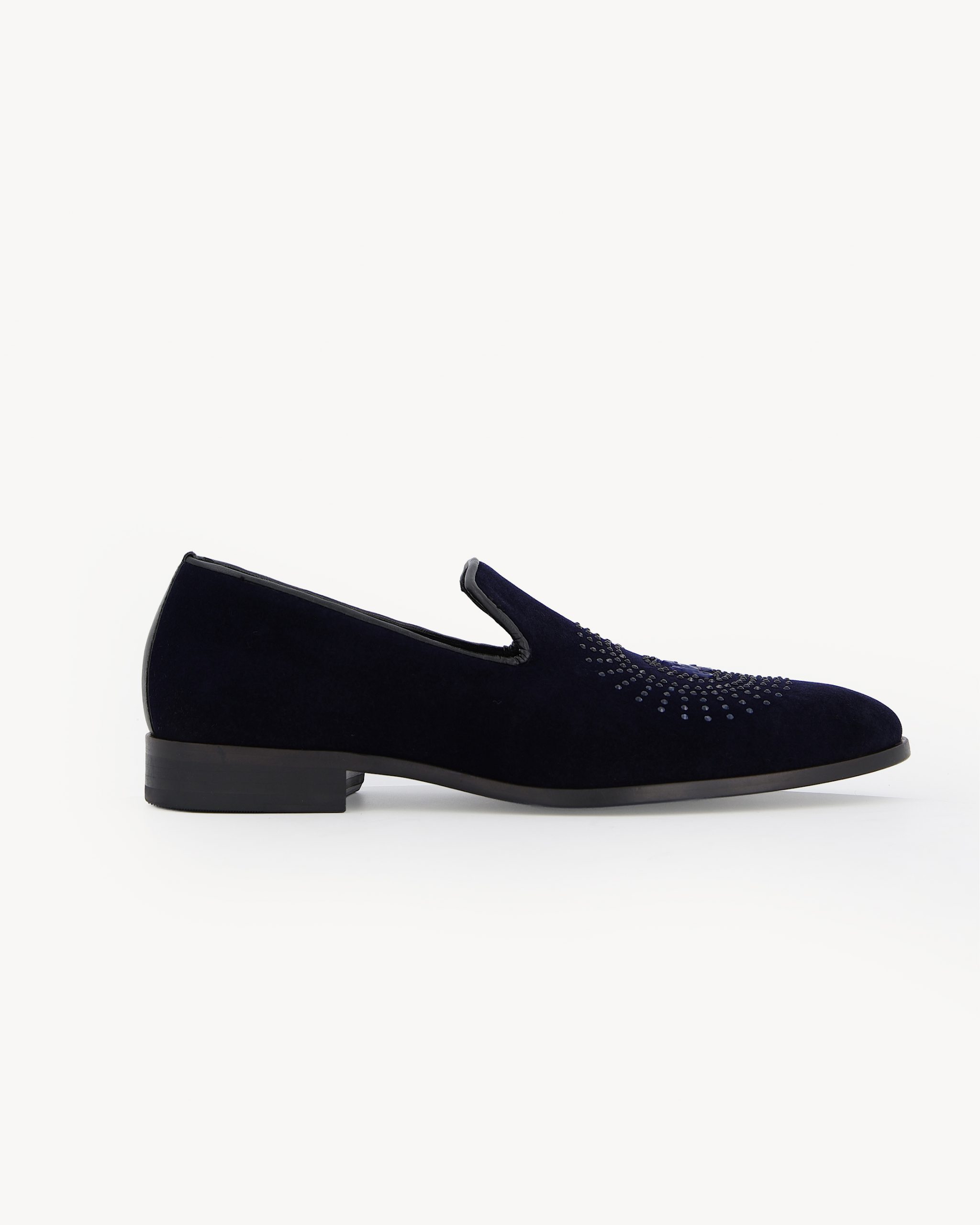 Shop Blue Velvet Slip-On Shoe with Circular Stones | Deji & Kola