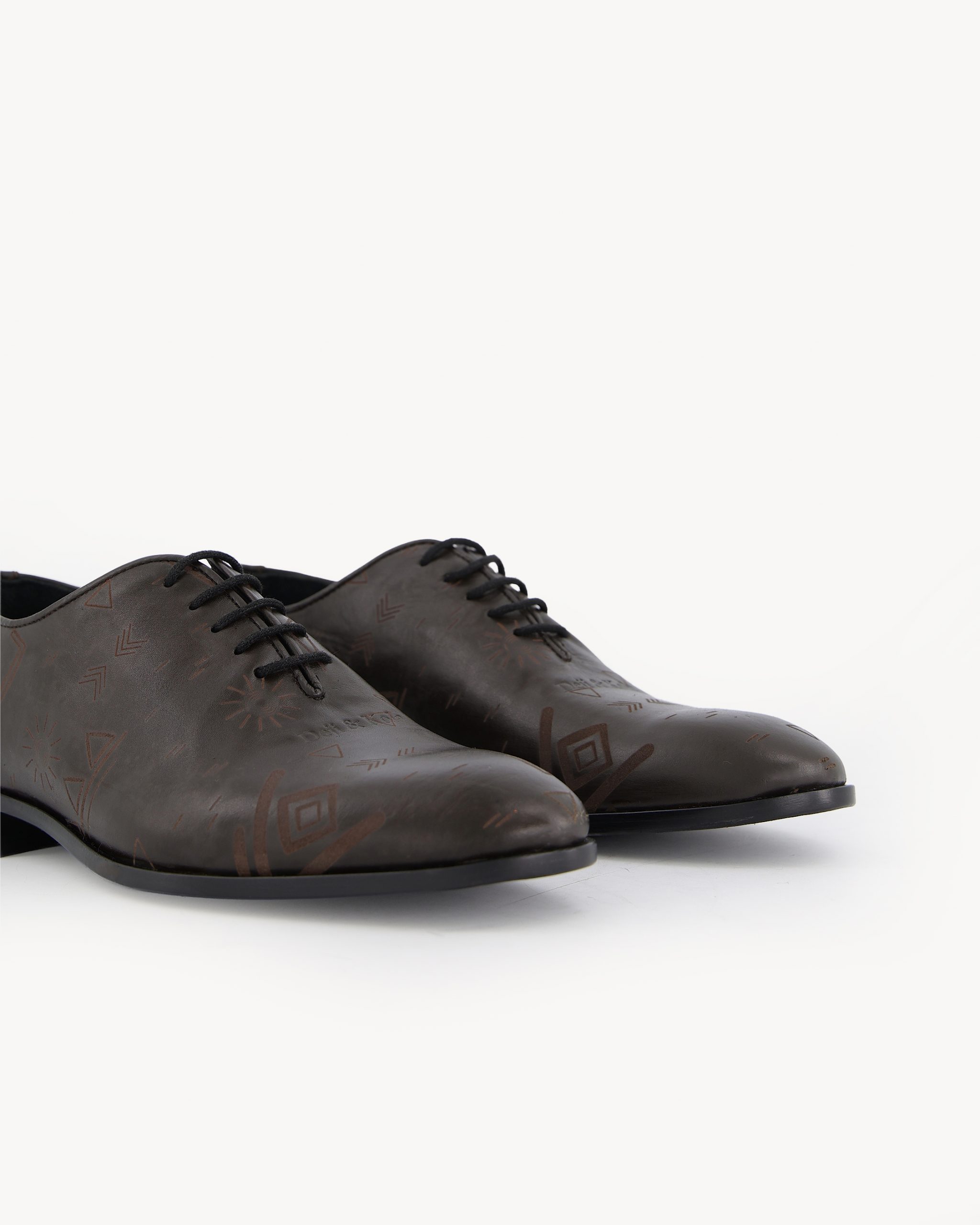 Shop Black Derby Shoe with Alkebulan Pattern | Deji & Kola